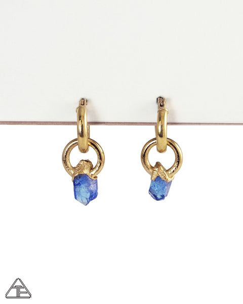 Tanzanite 14k Yellow Gold Crystal Talisman Earrings