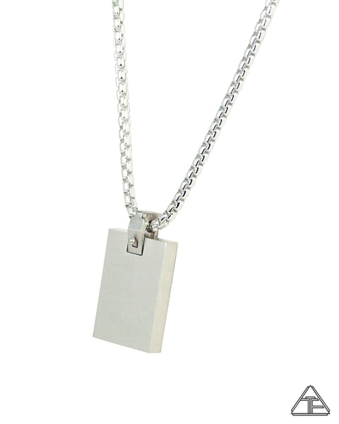 Mini Dog Tag: Fire Agate Inlay Pendant