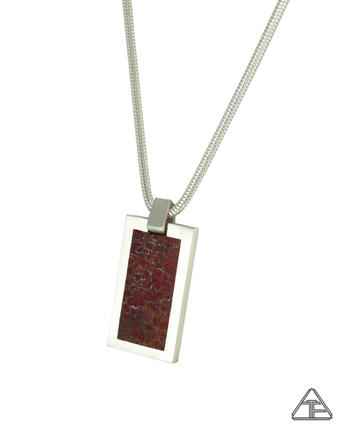 Dog Tag: Fossilized Dinosaur Bone Inlay Pendant