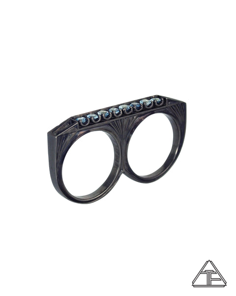 Lux Edition Lamina: Aquamarine Stealth Series Sterling Silver Double Ring
