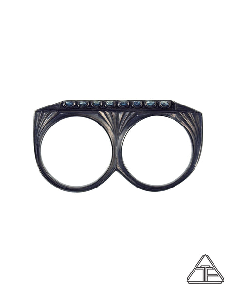 Lux Edition Lamina: Aquamarine Stealth Series Sterling Silver Double Ring