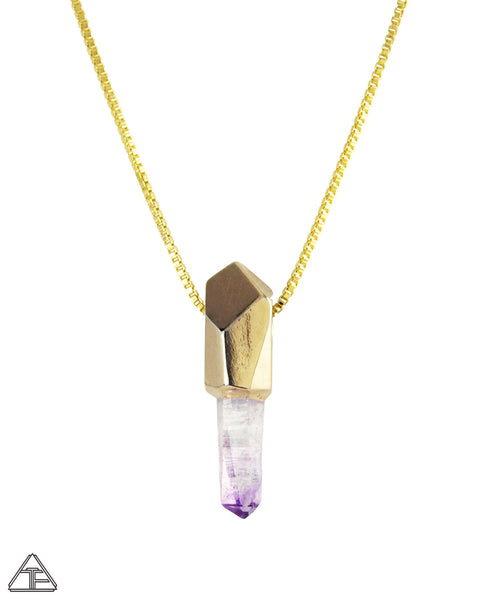 Cruzeiro Amethyst 14k Yellow Gold Crystal Talisman Pendant