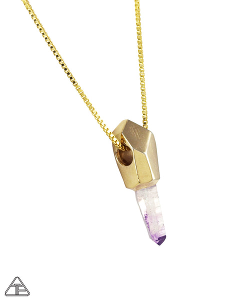 Cruzeiro Amethyst 14k Yellow Gold Crystal Talisman Pendant