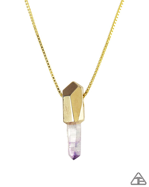 Cruzeiro Amethyst 14k Yellow Gold Crystal Talisman Pendant