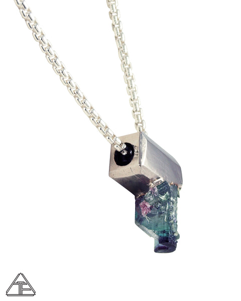 Tourmaline With Lepidolite Palladium Crystal Talisman Pendant