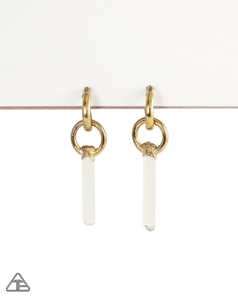 Aquamarine 14k Yellow Gold Crystal Talisman Earrings