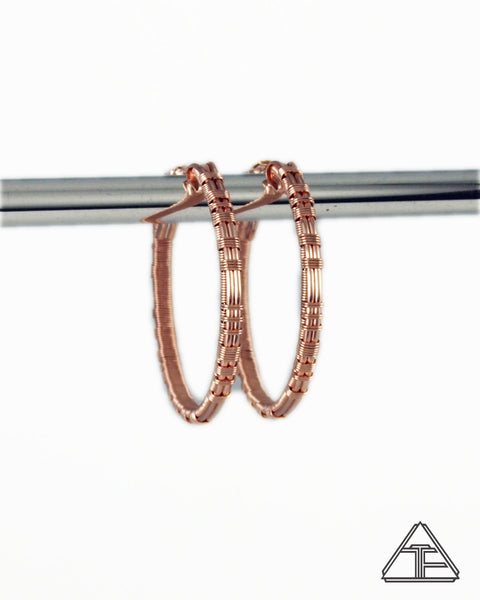 Rose Gold and Silver Hoop Wire Wrap Earrings