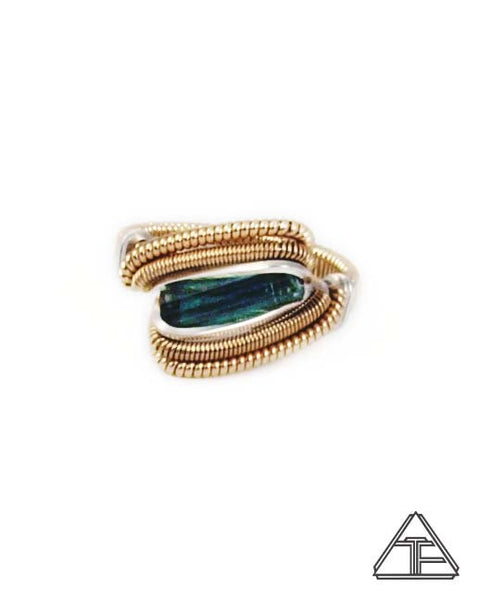 Size 6 - Tourmaline Yellow Gold and Silver Wire Wrapped Ring