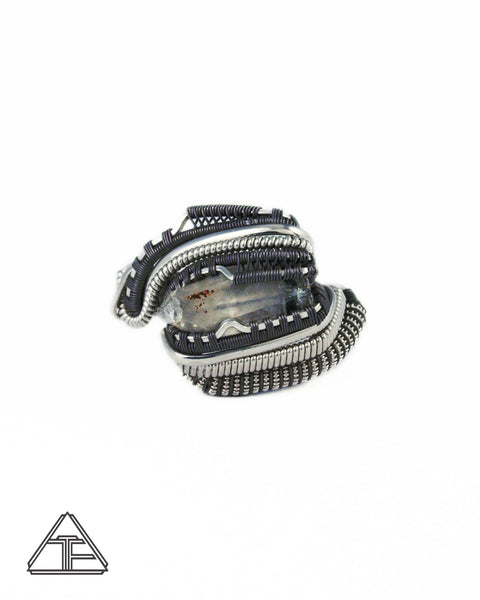 Size 9.5 - WA State Quartz Silver and Titanium Wire Wrapped Ring