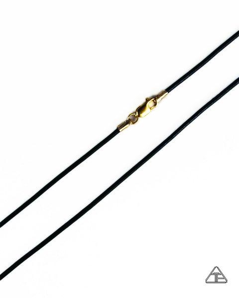 Black Leather Cord Necklace 14K Yellow Gold Clasp