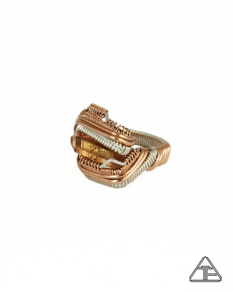Size 8.5 - Coronel Murta Tourmaline Rose Gold and Silver Wire Wrapped Ring