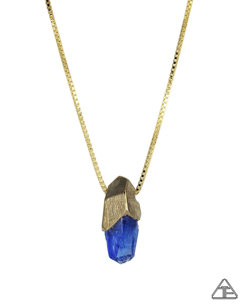 Tanzanite 14k Yellow Gold Crystal Talisman Pendant