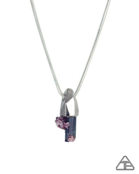 Cruzeiro Tourmaline with Lepidolite Palladium Crystal Talisman Pendant