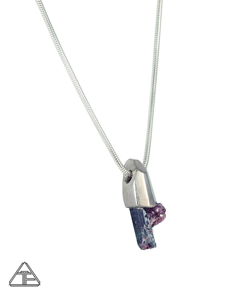 Cruzeiro Tourmaline with Lepidolite Palladium Crystal Talisman Pendant