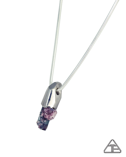 Cruzeiro Tourmaline with Lepidolite Palladium Crystal Talisman Pendant