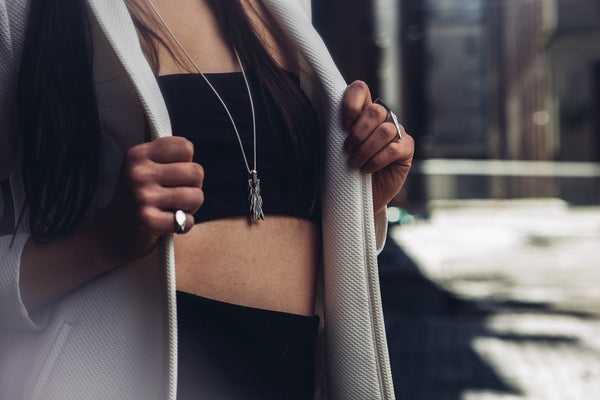 Lustre Lattice: Sterling Silver Dog Tag Smokey Quartz