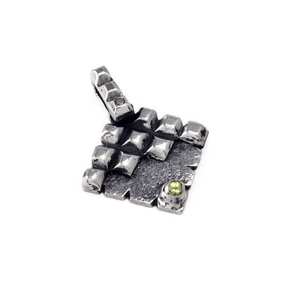 Hedron Lattice: Sterling Silver Pendant Peridot